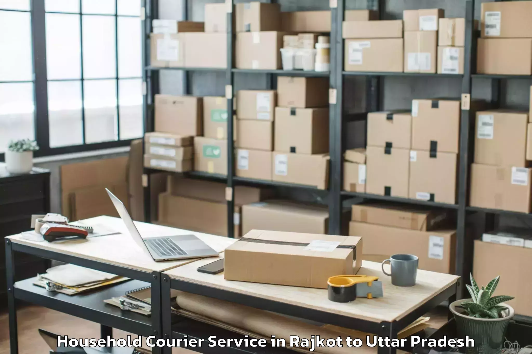 Top Rajkot to Farrukhabad Household Courier Available